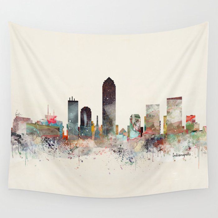 indianapolis indiana skyline Wall Tapestry Gallery Image 4