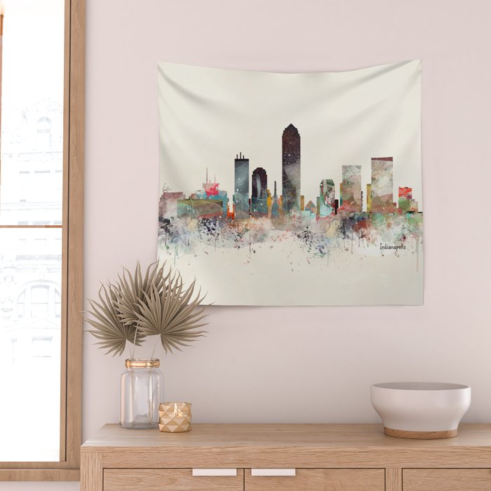 indianapolis indiana skyline Wall Tapestry Gallery Image 2