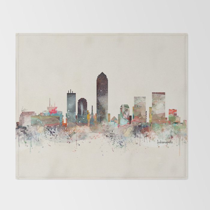indianapolis indiana skyline Throw Blanket Gallery Image 2