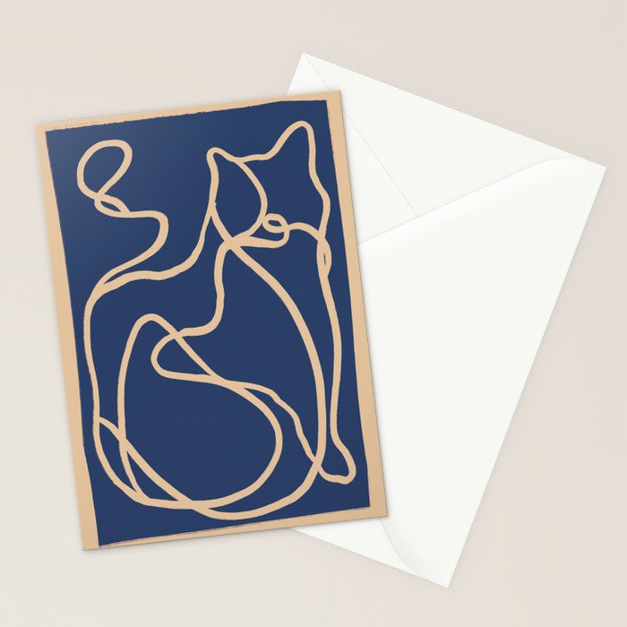 Abstract Line Art Cat 6 Stationery Card Gallery Image 2