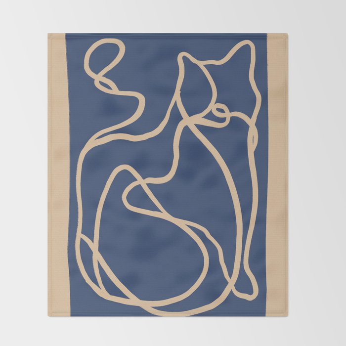 Abstract Line Art Cat 6 Throw Blanket Gallery Image 2