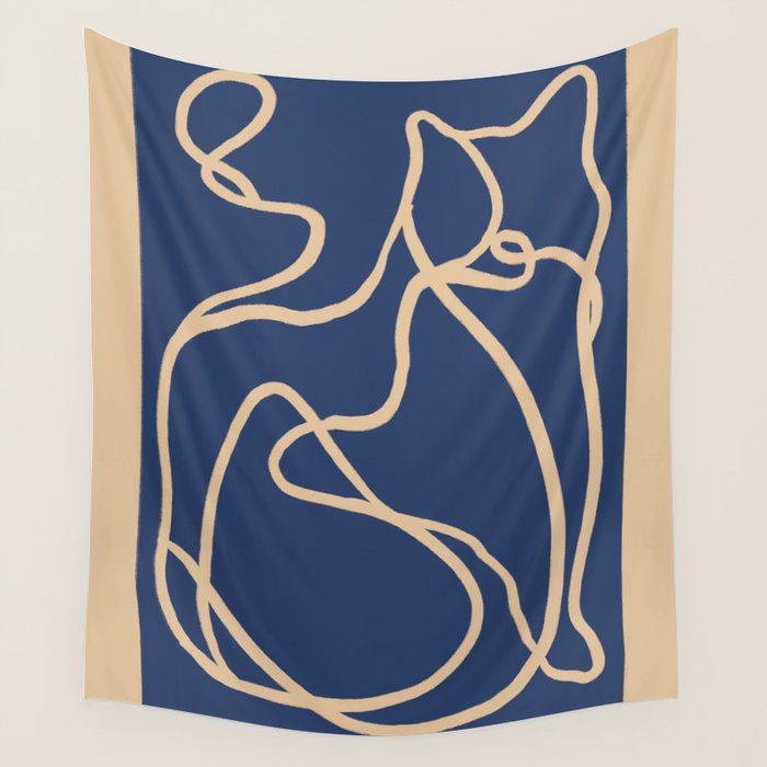 Abstract Line Art Cat 6 Wall Tapestry Gallery Image 4