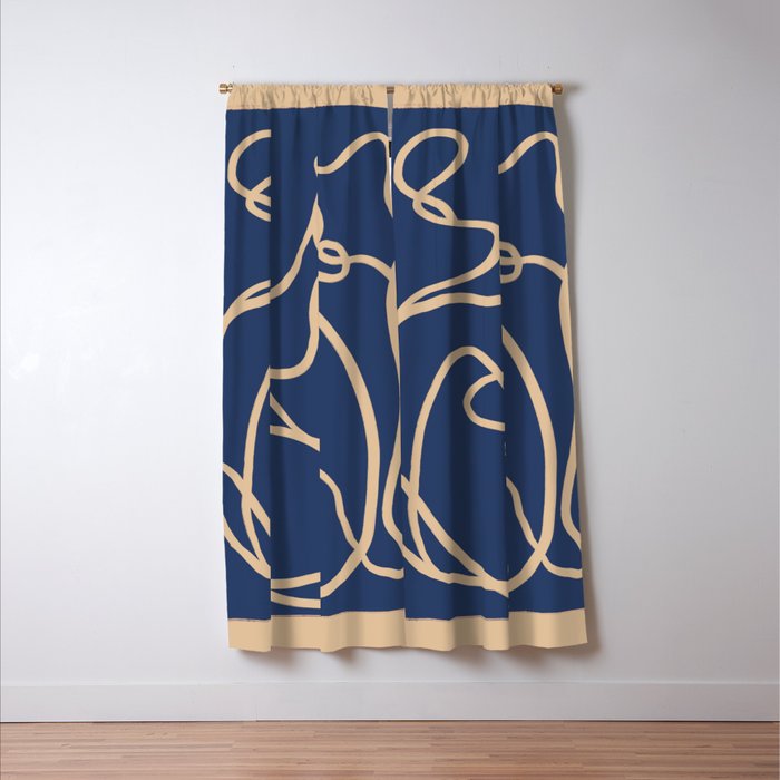 Abstract Line Art Cat 6 Window Curtain Gallery Image 3