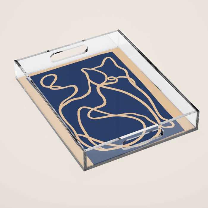 Abstract Line Art Cat 6 Acrylic Tray Gallery Image 1