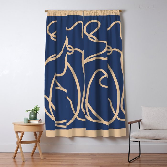 Abstract Line Art Cat 6 Window Curtain Gallery Image 5