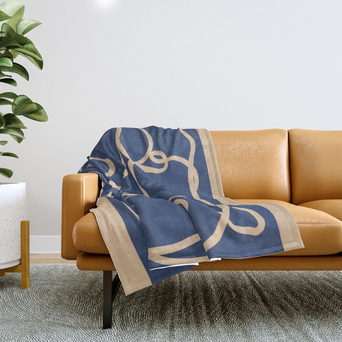 Abstract Line Art Cat 6 Throw Blanket Gallery Image 1