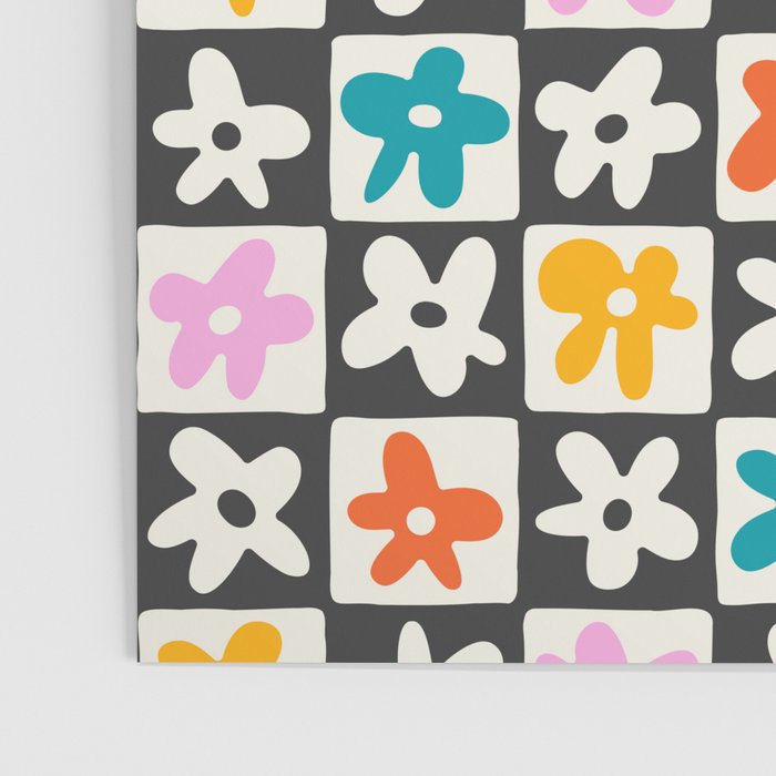 Trendy checkered flower art pattern Poster Gallery Image 3