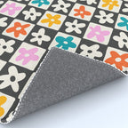 Trendy checkered flower art pattern Rug Gallery Image 4