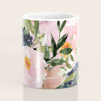 Floral Watercolor Roses Bouquet, Lime Green and Pink Coffee Mug Gallery Image 4