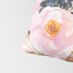 Floral Watercolor Roses Bouquet, Lime Green and Pink Pillow Sham Gallery Image 4