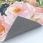 Floral Watercolor Roses Bouquet, Lime Green and Pink Rug Gallery Image 4