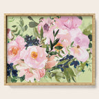 Floral Watercolor Roses Bouquet, Lime Green and Pink Serving Tray Gallery Image 1