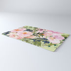 Floral Watercolor Roses Bouquet, Lime Green and Pink Rug Gallery Image 3