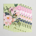 Floral Watercolor Roses Bouquet, Lime Green and Pink Wrapping Paper Gallery Image 3