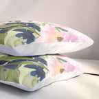 Floral Watercolor Roses Bouquet, Lime Green and Pink Pillow Sham Gallery Image 3