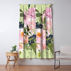 Floral Watercolor Roses Bouquet, Lime Green and Pink Window Curtain Gallery Image 5