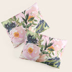 Floral Watercolor Roses Bouquet, Lime Green and Pink Pillow Sham Gallery Image 3