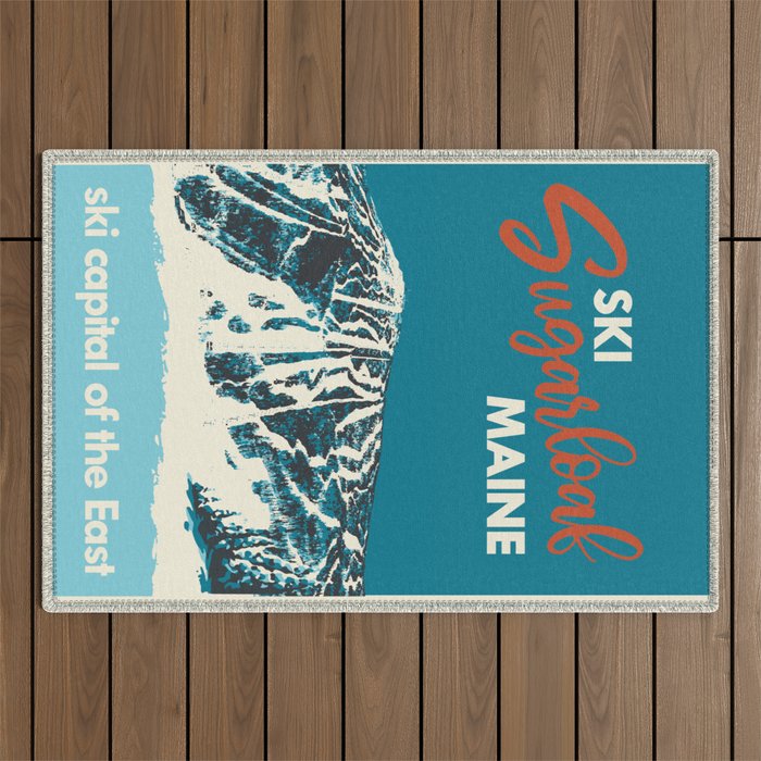 Ski Sugarloaf Maine vintage ski poster Outdoor Rug Gallery Image 1