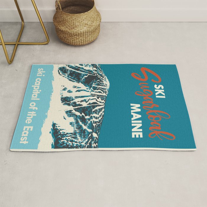 Ski Sugarloaf Maine vintage ski poster Rug Gallery Image 1