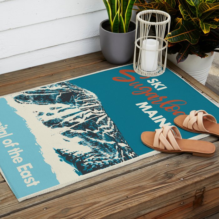 Ski Sugarloaf Maine vintage ski poster Outdoor Rug Gallery Image 2