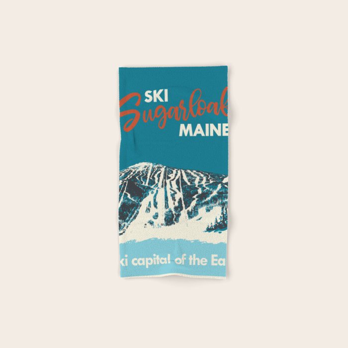 Ski Sugarloaf Maine vintage ski poster Bath Towel Gallery Image 1