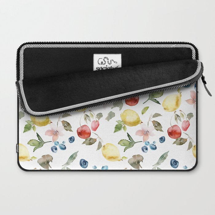 Lemon Berries and Cherries Watercolor Pattern Laptop Sleeve Gallery Image 2