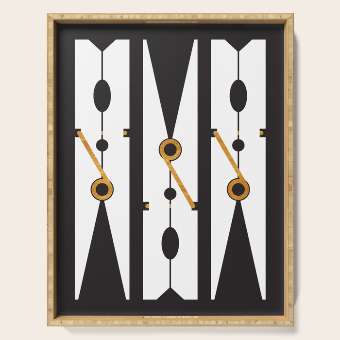 Laundry Clothespins - Gold, Black and White Serving Tray Gallery Image 1