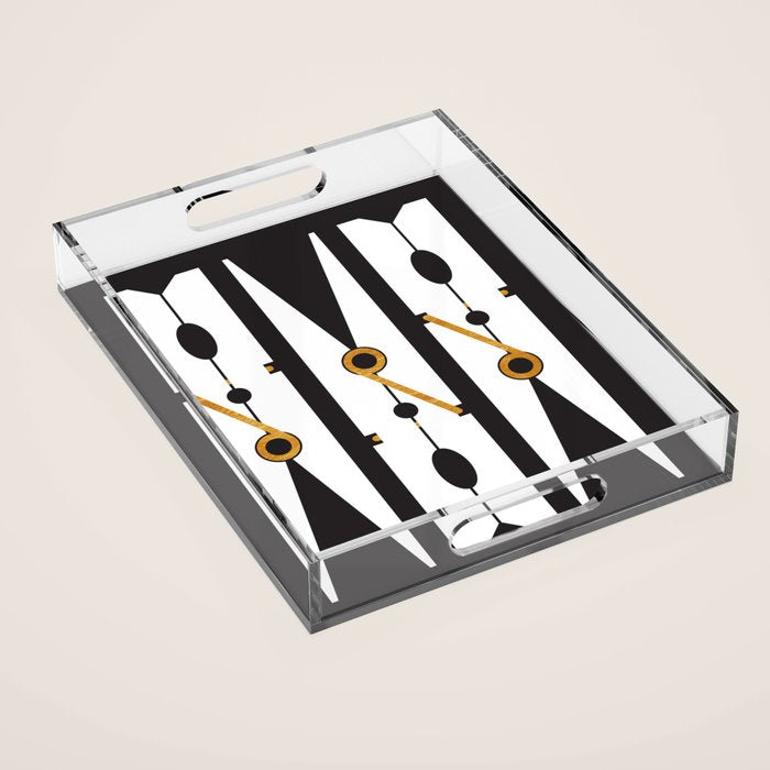 Laundry Clothespins - Gold, Black and White Acrylic Tray Gallery Image 1