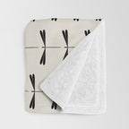 Dragonfly Pattern VIII Neutral Off White Throw Blanket Gallery Image 3