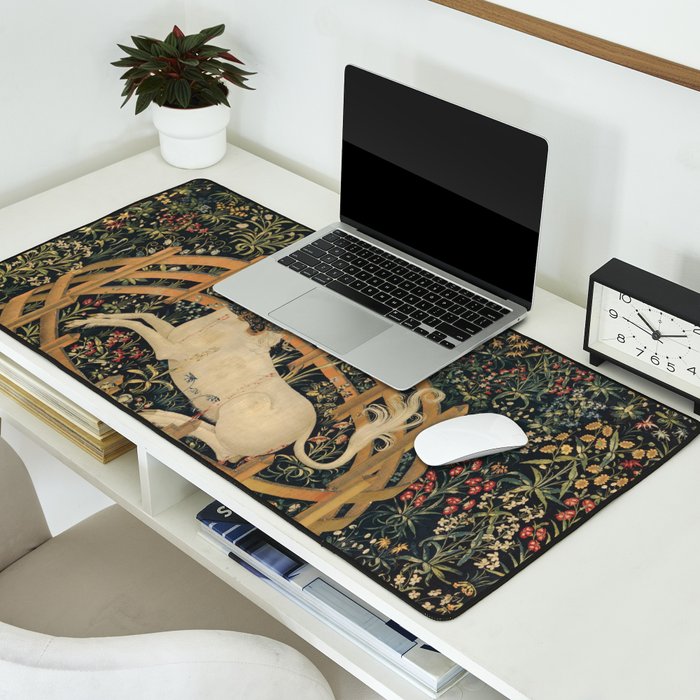 The Unicorn Rests in a Garden (from the Unicorn Tapestries) Desk Mat Gallery Image 2