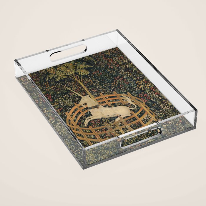 The Unicorn Rests in a Garden (from the Unicorn Tapestries) Acrylic Tray