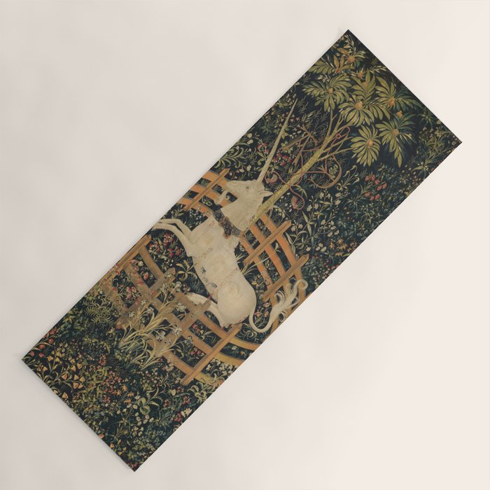 The Unicorn Rests in a Garden (from the Unicorn Tapestries) Yoga Mat Gallery Image 1