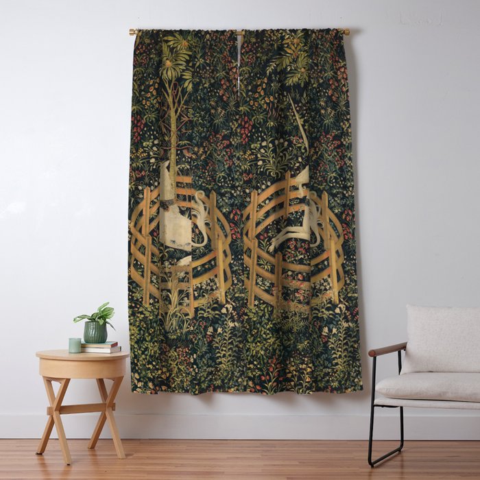 The Unicorn Rests in a Garden (from the Unicorn Tapestries) Window Curtain Gallery Image 5