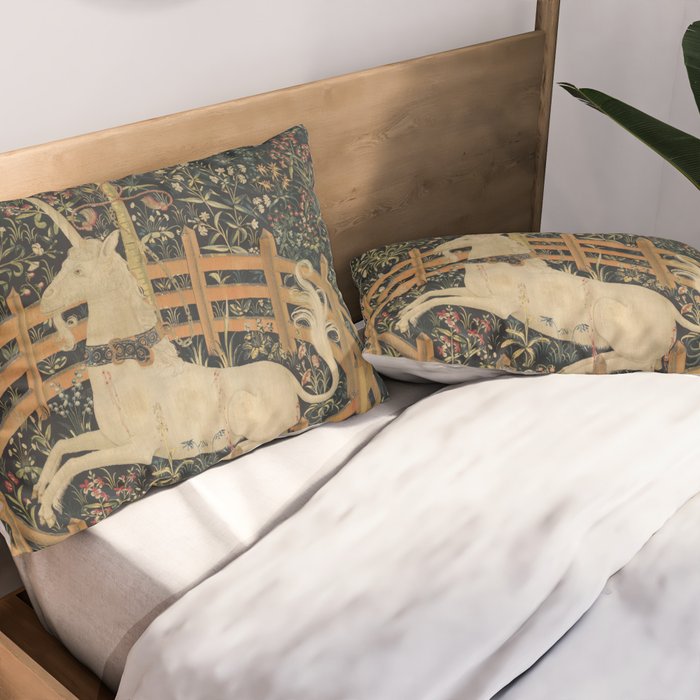 The Unicorn Rests in a Garden (from the Unicorn Tapestries) Pillow Sham Gallery Image 2