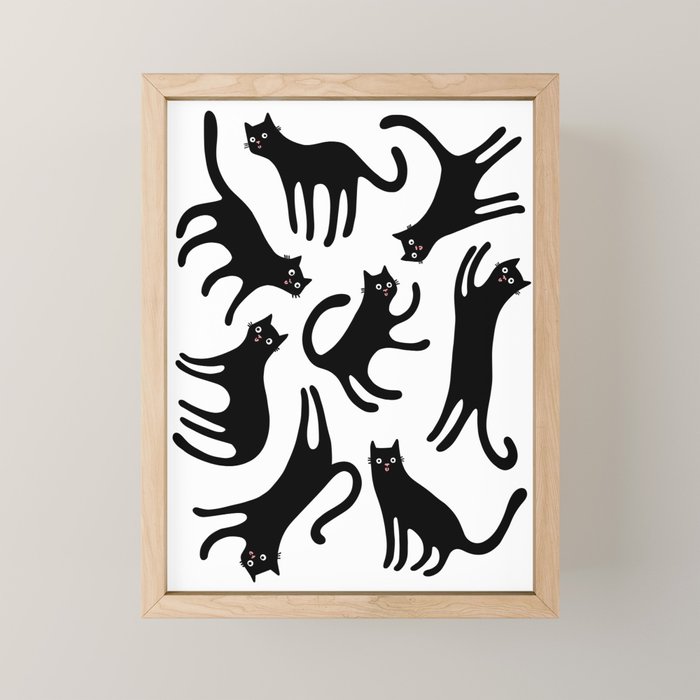 Black Cats Blep! Mini Art Print Gallery Image 1