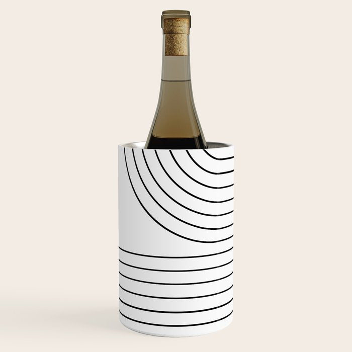 Minimal Line Curvature I Black and White Mid Century Modern Arch Abstract Wine Chiller Gallery Image 2