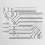 Minimal Line Curvature I Black and White Mid Century Modern Arch Abstract Placemat Gallery Image 1