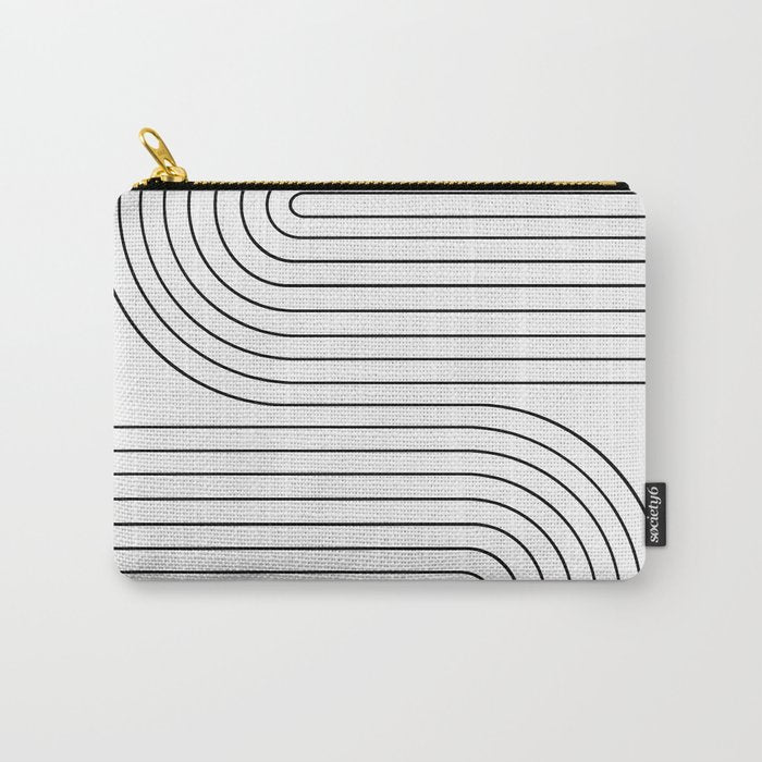 Minimal Line Curvature I Black and White Mid Century Modern Arch Abstract Carry All Pouch Gallery Image 1