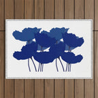 Blue Poppy Flowers on White Background #decor #society6 #buyart Outdoor Rug Gallery Image 1