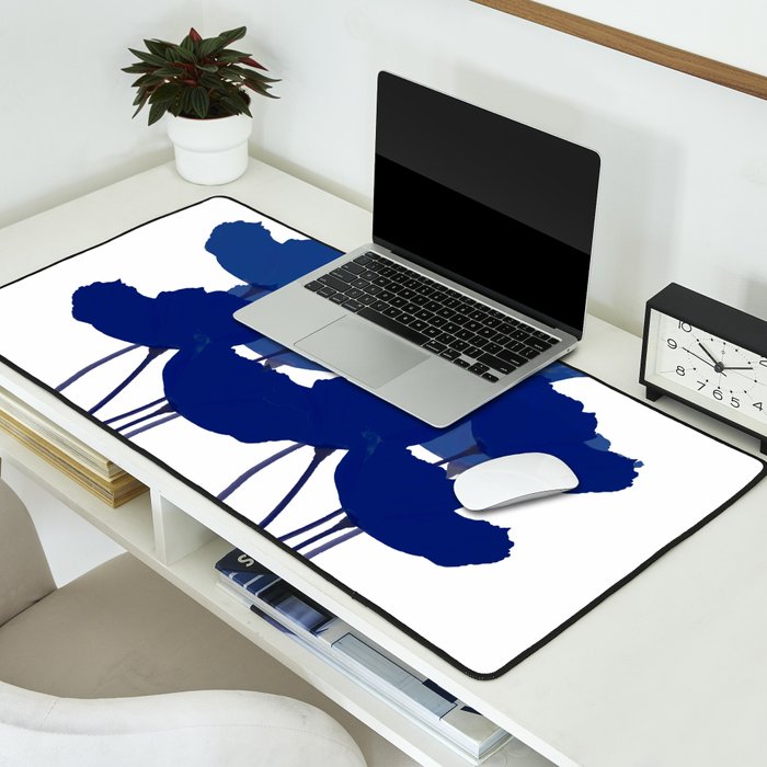 Blue Poppy Flowers on White Background #decor #society6 #buyart Desk Mat Gallery Image 2