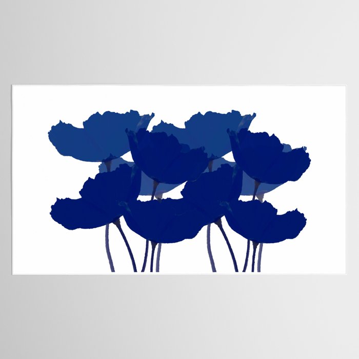 Blue Poppy Flowers on White Background #decor #society6 #buyart Tablecloth Gallery Image 2