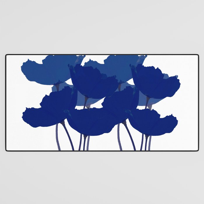 Blue Poppy Flowers on White Background #decor #society6 #buyart Desk Mat Gallery Image 3