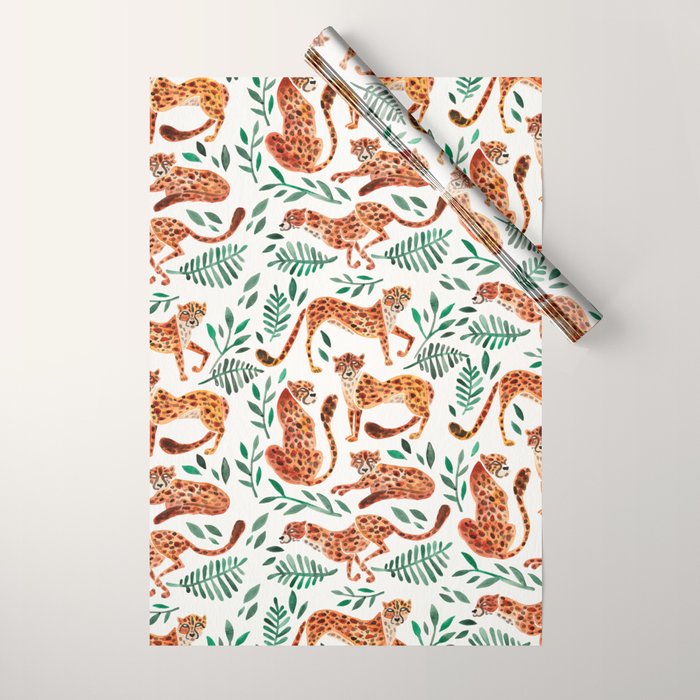 Cheetah Collection - Orange & Green Palette Wrapping Paper Gallery Image 1