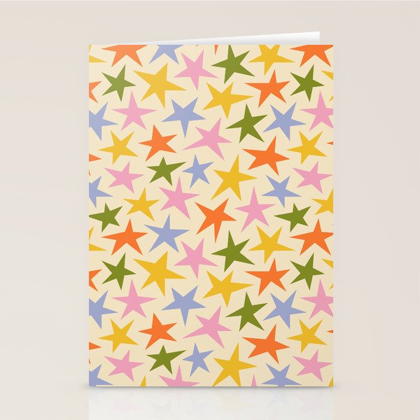 Colorful retro star shape art pattern Stationery Card Gallery Image 2