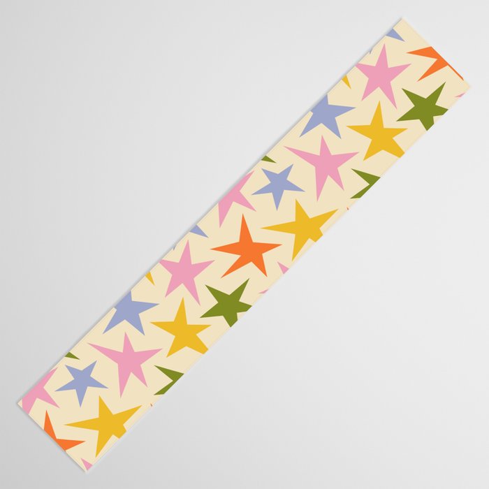 Colorful retro star shape art pattern Table Runner Gallery Image 3
