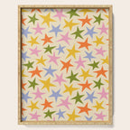 Colorful retro star shape art pattern Serving Tray Gallery Image 1