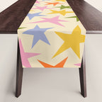 Colorful retro star shape art pattern Table Runner Gallery Image 1