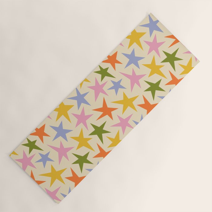 Colorful retro star shape art pattern Yoga Mat Gallery Image 1