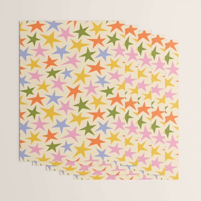 Colorful retro star shape art pattern Wrapping Paper Gallery Image 3