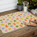 Colorful retro star shape art pattern Outdoor Rug Gallery Image 2